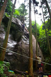 冒険の森。沢あり、滝あり。岩登りなどもできる。