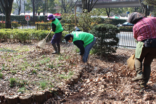 代々木公園の花壇の再生・整備をした、レンジャーズ・プロジェクトの活動（2016年3月）。