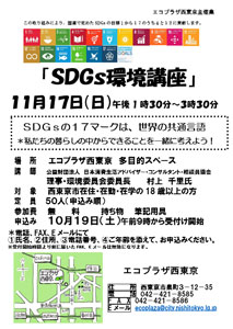 11月17日に開催を予定しているSDGs講演会のチラシ