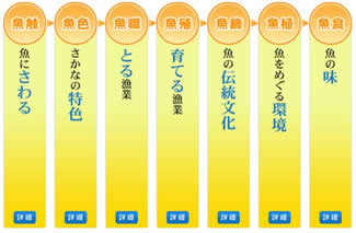 愛媛県愛南町の提唱する「ぎょしょく教育」の7つの概念。